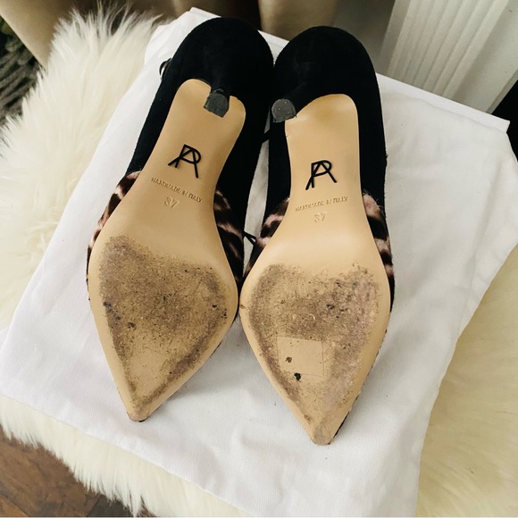 Animal Print PAUL ANDREW Ponyhair Suede Pointed Toe Ankle Strap Heels - Picture 6 of 16